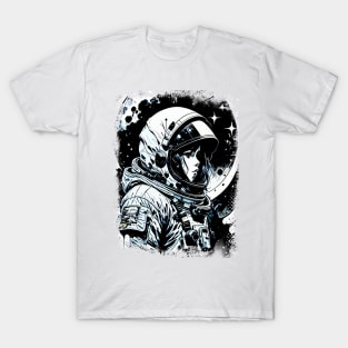 Woman Astronaut in space Abstract Science fiction illustration T-Shirt